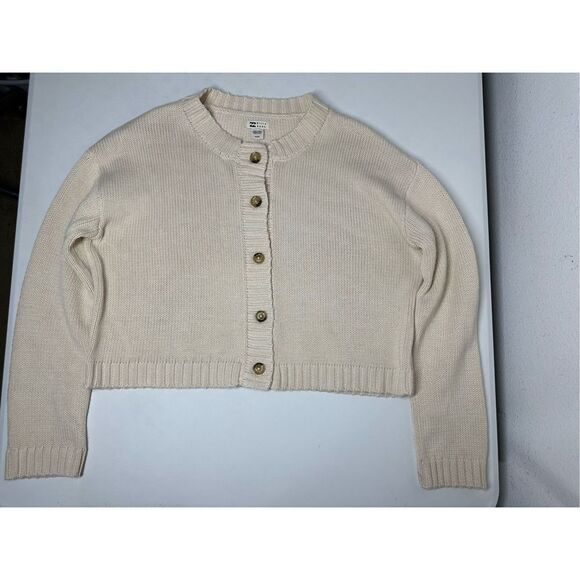 Billabong Women’s Cotton Blend Knit Crop Cardigan Buttoned Sz S Oversized - Picture 7 of 11